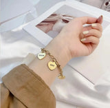 Personalized Stainless Steel Heart Charms Pendant Bracelet
