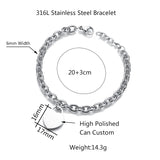 Engraved Names Date Stainless Steel Heart Pendant Bracelet