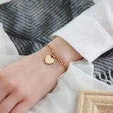 Engraved Names Date Stainless Steel Heart Pendant Bracelet