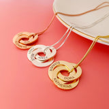 Personalized Three Ring Necklace with Engraved Names