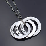 Personalized Three Ring Necklace with Engraved Names