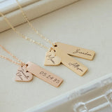Engraved Necklace Personalized Multiple Kids Names for Mothers Jewelry