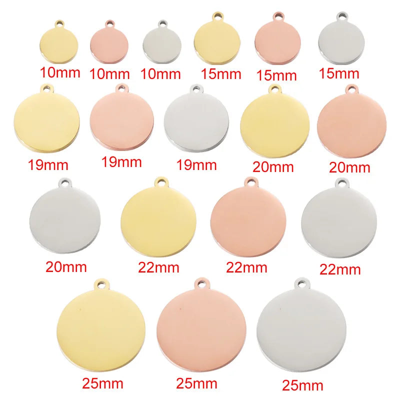 Engraved Round Coin Stainless Steel ID Tag Pendant