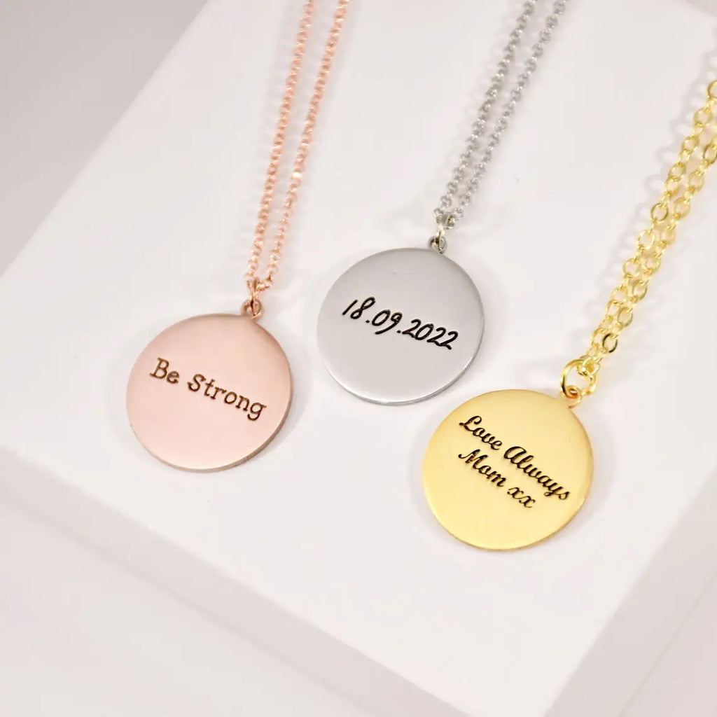 Engraved Round Coin Stainless Steel ID Tag Pendant