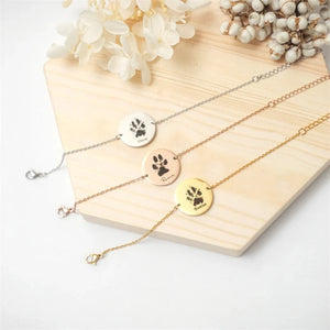 Personalized Paw Print Bracelet Custom Name Dog Cat Nose Paw Print