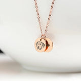 Engraved Pet Name Portrait Necklace Personalized Round Pendant Women Jewelry