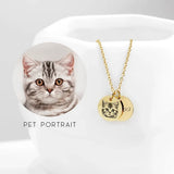 Engraved Pet Name Portrait Necklace Personalized Round Pendant Women Jewelry
