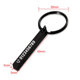 Vertical 3D Bar Key Chain-Engraved Phone Number-Keychain