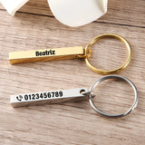 Vertical 3D Bar Key Chain-Engraved Phone Number-Keychain