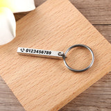 Vertical 3D Bar Key Chain-Engraved Phone Number-Keychain