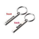 Vertical 3D Bar Key Chain-Engraved Phone Number-Keychain