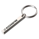 Vertical 3D Bar Key Chain-Engraved Phone Number-Keychain