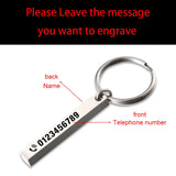 Vertical 3D Bar Key Chain-Engraved Phone Number-Keychain
