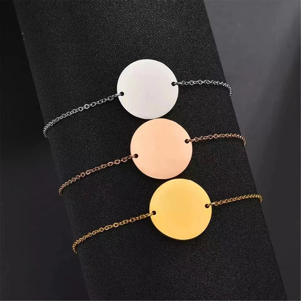 Personalized Photo Name Date Chain Bracelet Stainless Steel