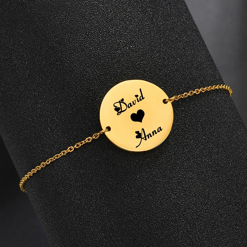 Personalized Photo Name Date Chain Bracelet Stainless Steel