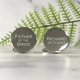 Personalized Round Cufflinks Groom Wedding Shirt Engraved