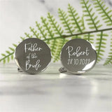 Personalized Round Cufflinks Groom Wedding Shirt Engraved