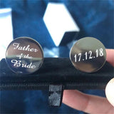 Personalized Round Cufflinks Groom Wedding Shirt Engraved
