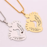 Stainless Steel Baby Feet Name & Birthday Pendant Necklace