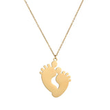 Stainless Steel Baby Feet Name & Birthday Pendant Necklace