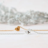 Engraved Tiny Heart Initial Charm Stainless Steel Pendant Bracelet