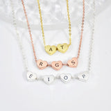 Engraved Tiny Heart Initial Charm Stainless Steel Pendant Bracelet