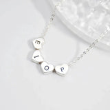 Engraved Tiny Heart Initial Charm Stainless Steel Pendant Bracelet