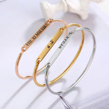 Engraved Women Bracelets Cuff Bangle Name Coordinate Personalized Female