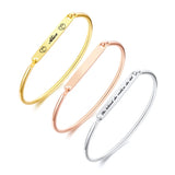 Engraved Women Bracelets Cuff Bangle Name Coordinate Personalized Female