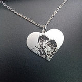Engraved Carved Pet Photo Heart Pendent Necklace Keychain