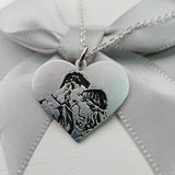 Engraved Carved Pet Photo Heart Pendent Necklace Keychain