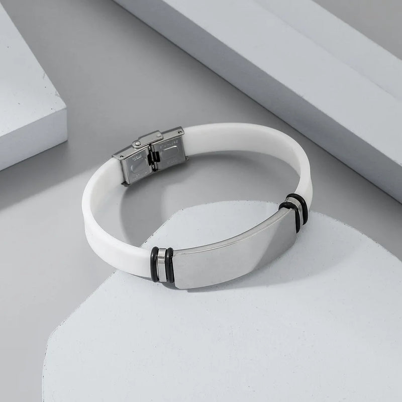 Engraving DIY ID Bracelets Silicone Personalized Wristband Gift
