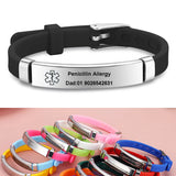 Engrave Medical Alert ID Bracelets for Kids Child Silicone Bracelet