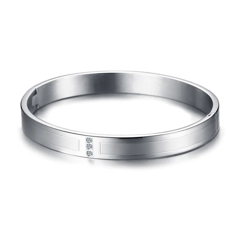 Engraved Stainless Steel Bracelet, Rose or Silver Jewelry
