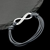 Engraving Name Bracelet Infinity Pendant Adjustable Leather Rope Bracelet