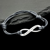 Engraving Name Bracelet Infinity Pendant Adjustable Leather Rope Bracelet