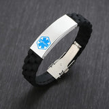 Engraving Name Disease Info Emergency ID Bracelet Men Silicone Medical Alert