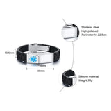 Engraving Name Disease Info Emergency ID Bracelet Men Silicone Medical Alert