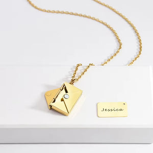 Engraved Name Love Letter Envelope Pendant Necklace