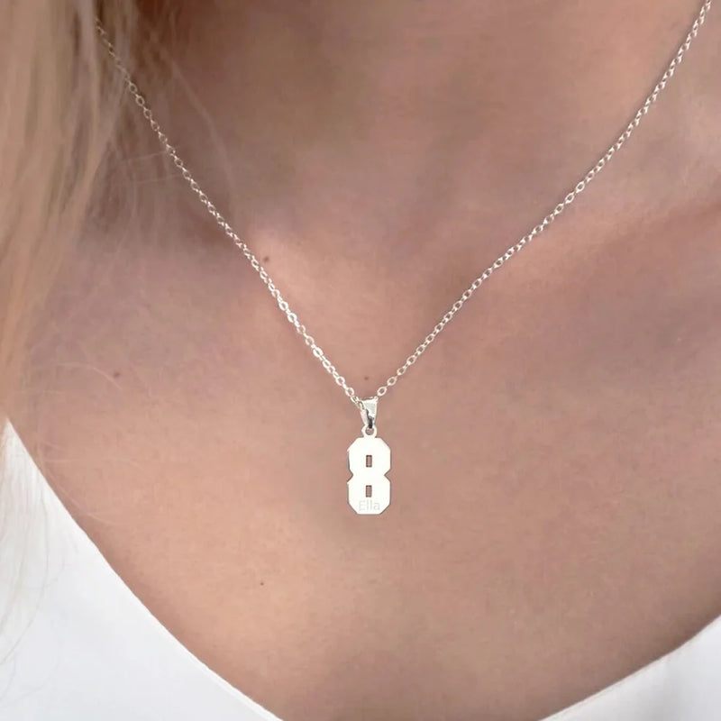 Personalized Stainless Steel Number Pendant Necklace for Women