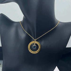 Personalized Birthstone Pendant Necklace Stainless Steel Jewelry