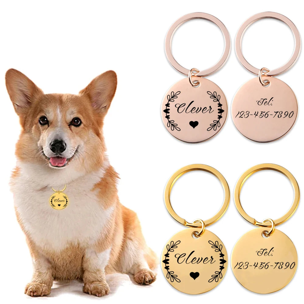 Engraving Pet Cat Name Tags Dog ID Tag Collar Nameplate Pendant