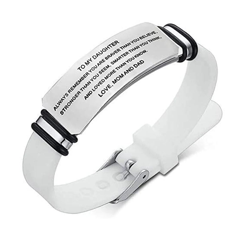 Engraved Silicone Bracelet for Son Daughter Husband Wife Inspirational Wristband
