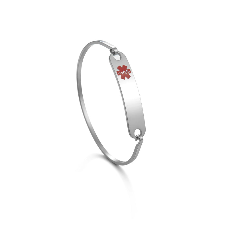 Engraved Stainless Steel ID Tag Bangle Bracelet