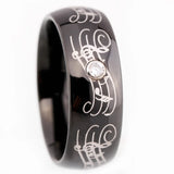 Tungsten Carbide Musical Note Ring Wedding Bands Comfort Fit