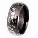 Tungsten Carbide Musical Note Ring Wedding Bands Comfort Fit