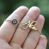 Personalized Evil Eye Name Bracelet for Women