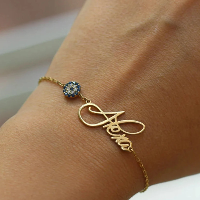 Personalized Evil Eye Name Bracelet for Women