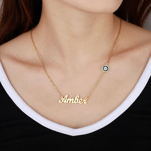 Evil Eye Name Necklace Personalized Charms Necklace