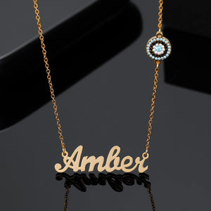 Evil Eye Name Necklace Personalized Charms Necklace
